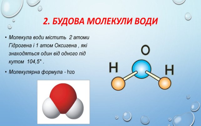 Будова молекули води. Фізичні властивості. Кругообіг (Презентація до уроку)